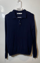 Load image into Gallery viewer, Zara Womens Blue Long Sleeve Spread Collar Knitted Polo Shirt Size Medium
