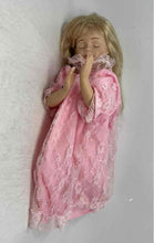 Load image into Gallery viewer, Antique Kneeling In Prayer Pink Lace Dress Sleep Eyes Collectible Porcelain Doll
