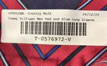 Load image into Gallery viewer, Tommy Hilfiger Mens Red And Blue Striped Long Sleeve Button-Up Shirt Size XL
