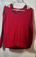 Load image into Gallery viewer, Michael Kors Womens Red Waffle-Knit Cold Shoulder Sleeve Pullover Sweater Size M
