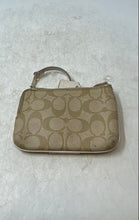 Load image into Gallery viewer, Coach Womens Beige White Monogram Credit Card Slots Corner Zip Wristlet Wallet
