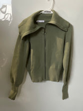 Load image into Gallery viewer, Zara Womens Green Long Sleeve Front Full-Zipper Cardigan Sweater Size Medium
