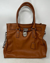 Load image into Gallery viewer, Michael Kors Womens Hamilton Brown Leather Double Handle Charm Satchel Bag
