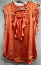 Load image into Gallery viewer, Michael Kors Womens Orange Ruffled Neckline Pullover Blouse Top Size L/G
