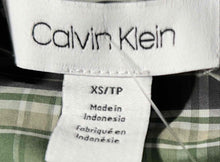 Load image into Gallery viewer, Calvin Klein Mens Green Plaid Print Cotton Long Sleeve Button-Up Shirt Size XS
