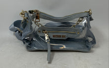 Load image into Gallery viewer, Madden NYC Womens Clear And Blue Denim Adjustable Strap Chain Zip Crossbody Bag
