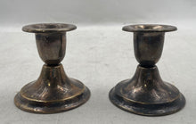 Load image into Gallery viewer, Lot Of 2 Pcs Regal Silver Tone Home Decor Metal Tabletop Candlesticks Holder
