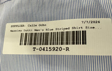Load image into Gallery viewer, Massimo Dutti Mens Blue Striped Cotton Long Sleeve Dress Shirt Size 16 1/2 EU 42
