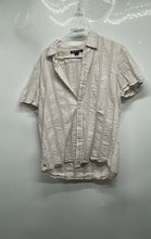 Load image into Gallery viewer, Michael Kors Mens White Beige Striped Short Sleeve Button-Up Shirt Size L
