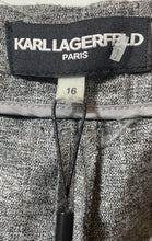 Load image into Gallery viewer, Karl Lagerfeld Womens Gray Striped Pleated Wide-Leg Cuff Dress Pants Sz 16 W/Tag
