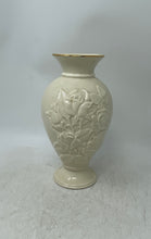 Load image into Gallery viewer, Lenox Ivory Ceramic Home Decor Floral Embossed Flower Vase Collectible
