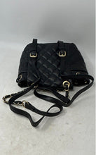 Load image into Gallery viewer, Badgley Mischka Womens Black Gold Quilted Adjustable Strap Shoulder Backpack

