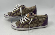 Load image into Gallery viewer, Coach Womens Barrett Q322 Beige Purple Lace-Up Low Top Sneakers Shoes Size 9 B
