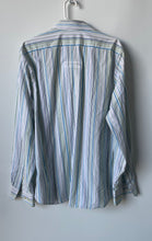 Load image into Gallery viewer, Express Mens Multicolor Striped 1MX Long Sleeve Collared Dress Shirt Size L
