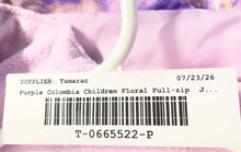 Load image into Gallery viewer, Columbia Girls Purple Floral Full-Zip Interchange Hooded Ski Jacket Size Medium
