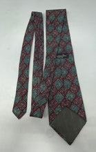 Load image into Gallery viewer, Christian Dior Mens Green Red Diamond Print Adjustable Formal Pointed Tie
