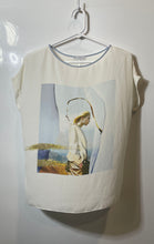 Load image into Gallery viewer, Zara Womens White Graphic Round Neck Sleeveless Blouse Top Size Small
