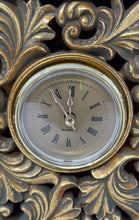 Load image into Gallery viewer, Antique Gold Tone Wood Quartz Roman Numerals Victorian Desk Clock Not Tested
