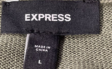 Load image into Gallery viewer, Express Mens Olive Green Patchwork Pointelle Sweater Polo Button-Up Shirt Size L
