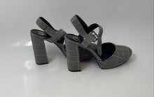Load image into Gallery viewer, Gianni Bini Womens Black Gray Plaid Print Ankle Strap High Platform Heels Sz 6M
