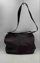 Load image into Gallery viewer, Authentic Furla Womens Brown Ostrich Embossed Leather Shoulder Handbag Stained

