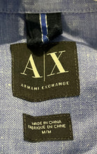 Load image into Gallery viewer, Armani Exchange Mens Blue Long Sleeve Collared Button-Up Shirt Size Medium
