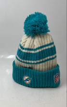 Load image into Gallery viewer, New Era Mens Cream Aqua Miami Dolphins 2022 Sideline Sport Cuffed Pom Hat Sz M/L
