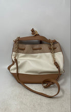 Load image into Gallery viewer, Anne Klein Womens Beige White Colorblock Leather Bucket Bag w/ Wallet
