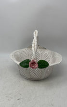 Load image into Gallery viewer, White Floral Engraved Ceramic Home Decorative Top Handle Centerpiece Basket
