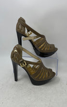 Load image into Gallery viewer, Michael Kors Womens Joslyn Brown Leather Peep Toe High Platform Heels Size 6 M

