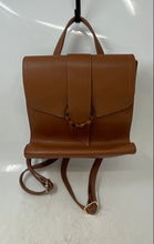 Load image into Gallery viewer, LD Womens Brown Leather Tortoiseshell Ring Adjustable Shoulder Strap Backpack
