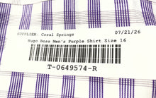 Load image into Gallery viewer, Hugo Boss Mens Purple White Plaid Print Collared Regular Fit Dress Shirt Size 16
