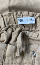 Load image into Gallery viewer, Zara Kids Khaki Flat Front Pockets Drawstring Straight Leg Cargo Pants Sz 11-12
