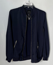 Load image into Gallery viewer, Forever 21 Womens Dark Blue Long Sleeve Full-Zip Bomber Jacket Size Medium
