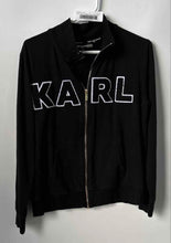 Load image into Gallery viewer, Karl Lagerfeld Paris Womens Black Long Sleeve Front Pockets Full-Zip Jacket Sz M
