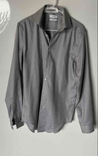 Load image into Gallery viewer, Calvin Klein Mens Gray Steel+ Slim Fit Non-Iron Stretch Dress Shirt Sz 15 34/35
