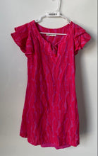 Load image into Gallery viewer, Vineyard Vines Womens Pink Leaf Print Short Bell Sleeve Tie Neck Mini Dress Sz S
