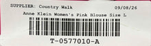 Load image into Gallery viewer, Anne Klein Womens Pink Short Sleeve 1/4 Zip Notch Neck Popover Blouse Top Size L
