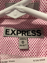 Load image into Gallery viewer, Express Mens White Red Long Sleeve Collared Dress Shirt Size Medium
