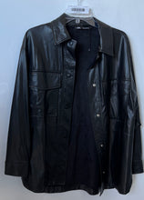 Load image into Gallery viewer, Zara Womens Black Long Sleeve Pockets Snap Front Shacket Jacket Size Small
