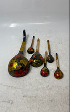Load image into Gallery viewer, Vintage Soviet Khokhloma Wooden Floral Lacquer Spoons And Ladle Set Of 6 Pcs
