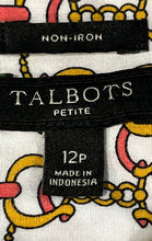 Load image into Gallery viewer, Talbots Womens Multicolor Chain-Link Equestrian Non-Iron Button-Up Shirt Sz 12P
