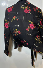 Load image into Gallery viewer, Ann Taylor Womens Black Floral Long Sleeve Tie-Front Wrap Blouse Top Size 4
