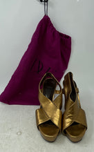 Load image into Gallery viewer, Diane von Furstenberg Womens Gold Leather Open Toe Platform Sandals Size 6.5 M

