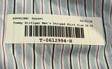 Load image into Gallery viewer, Tommy Hilfiger Mens Blue Striped Long Sleeve Dress Shirt Size 32-33
