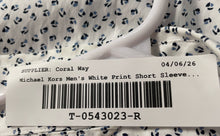 Load image into Gallery viewer, Michael Kors Mens White Printed Short Sleeve Slim Fit Button-Up Shirt Size L
