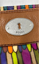 Load image into Gallery viewer, Fossil Womens Key-Per Multicolor Feather Print Double Handle Shoulder Tote Bag
