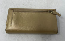 Load image into Gallery viewer, Tannino Womens Gold Brown Leather Back Pocket Card Holders Tri-Fold Wallet
