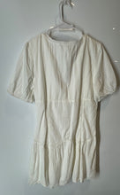 Load image into Gallery viewer, Zara Womens White Embroidered Short Sleeve V-Neck Mini Dress Size Large
