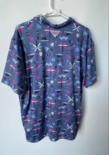 Load image into Gallery viewer, Columbia Mens Blue Printed PFG Super Slack Tide Stretch Polo Shirt Size Large
